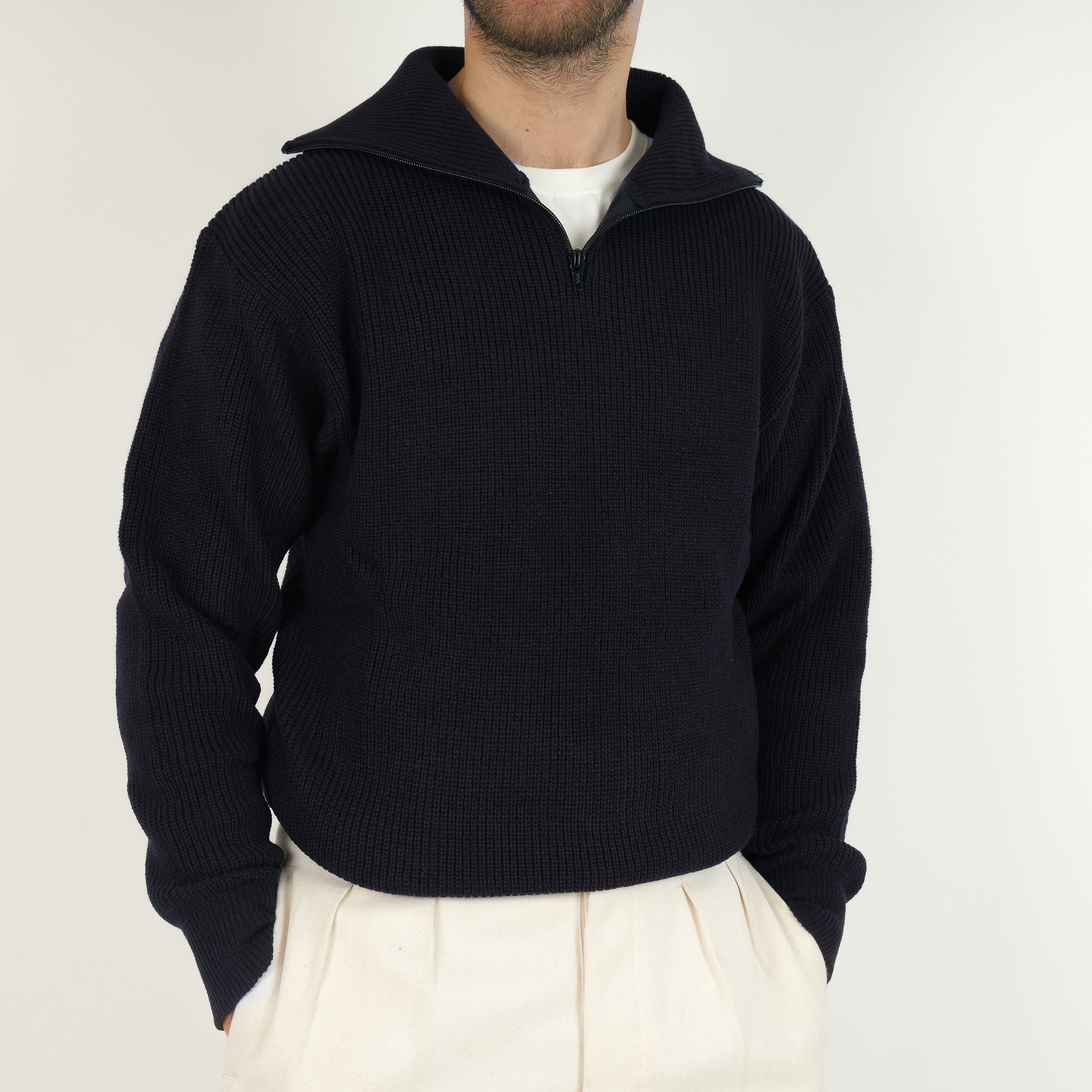 FRENCH ARMY ZIPPED SWEATER NAVY Universal Surplus