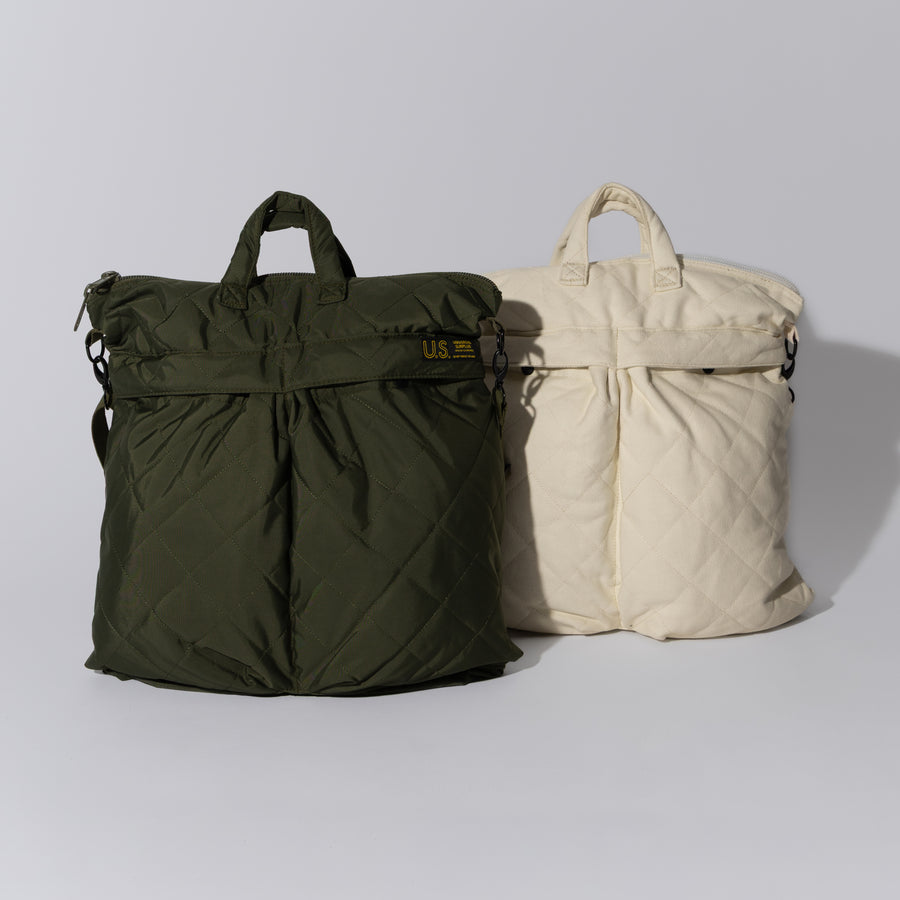 CREAM QUILTED HELMET BAG