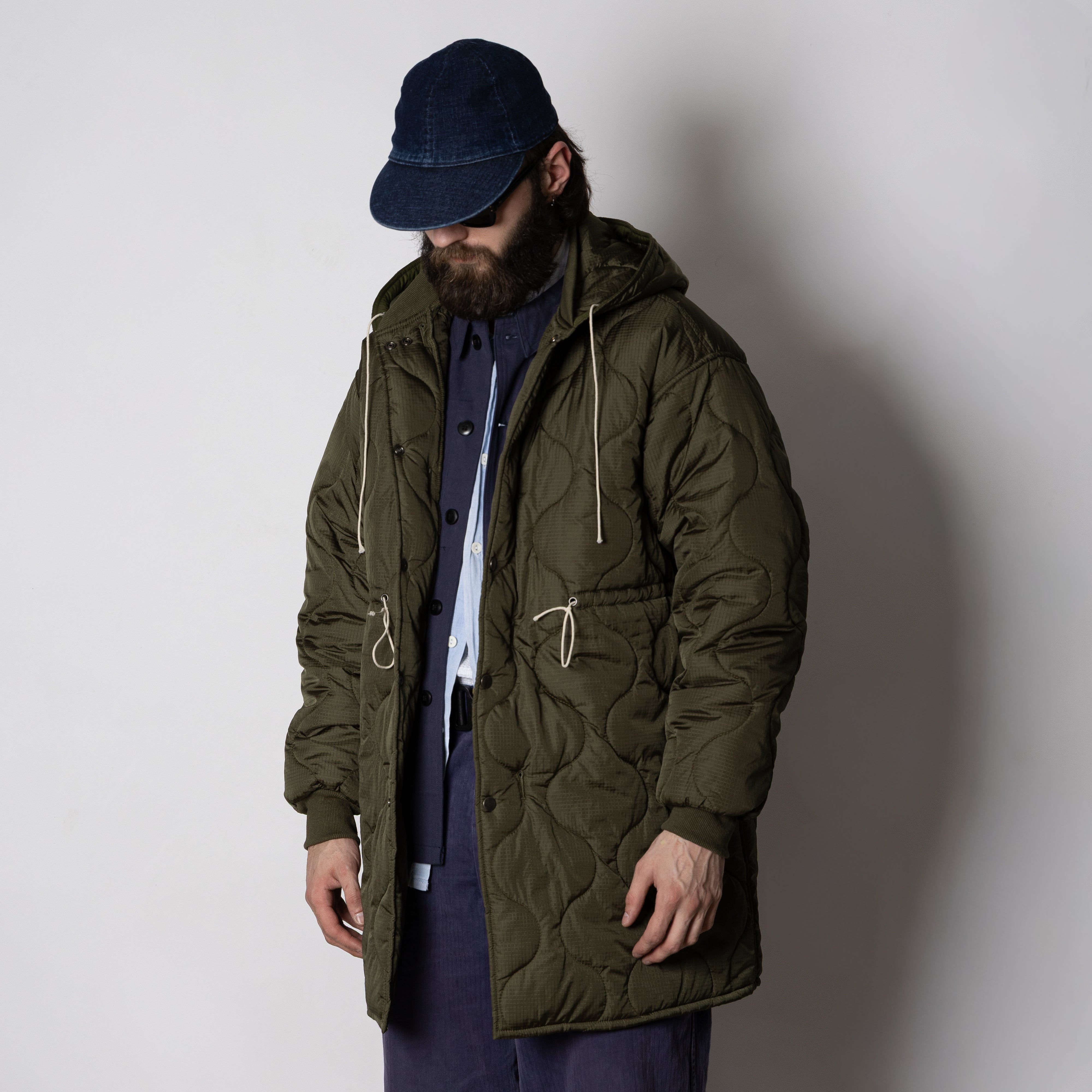 YOKE Quilted  Parka Lサイズ UNIVERSAL FOOD INSPECTOR LINER JACKET - OLIVE GREEN — Universal