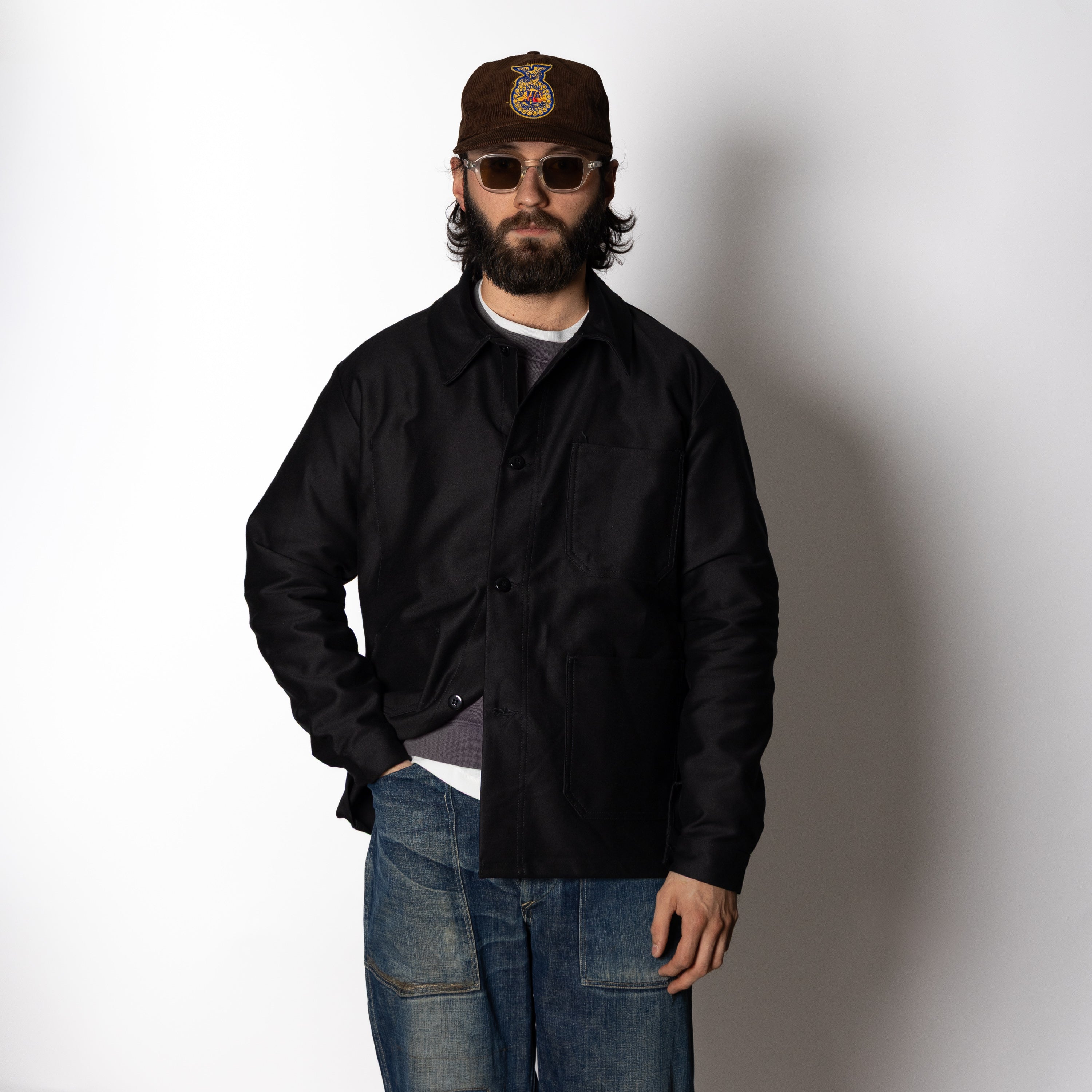 FRENCH MOLESKIN CHORE JACKET - BLACK — Universal Surplus