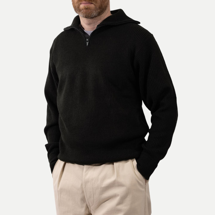 FRENCH ARMY ZIPPED SWEATER - NAVY — Universal Surplus