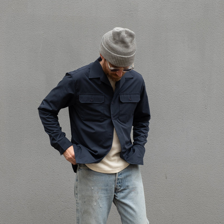 UNIVERSAL CAMP COLLAR SHIRT - NAVY BLUE