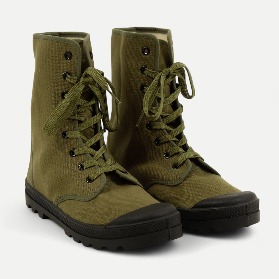 OLIVE GREEN CANVAS FRENCH ARMY BOOTS