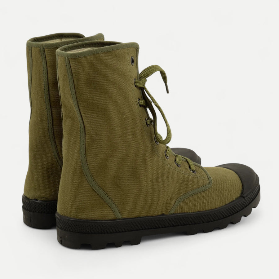 OLIVE GREEN CANVAS FRENCH ARMY BOOTS