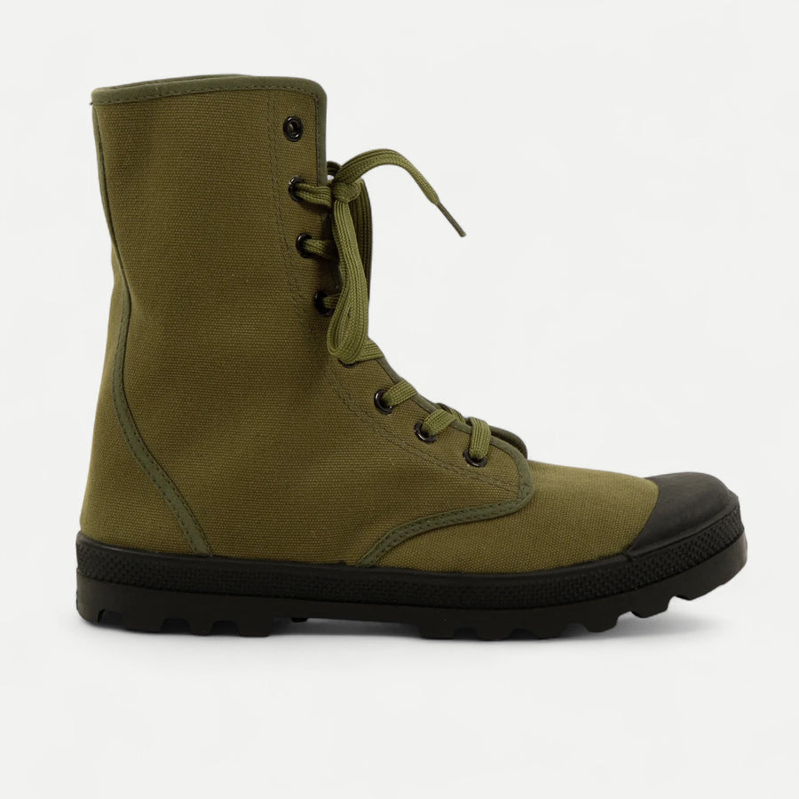 OLIVE GREEN CANVAS FRENCH ARMY BOOTS