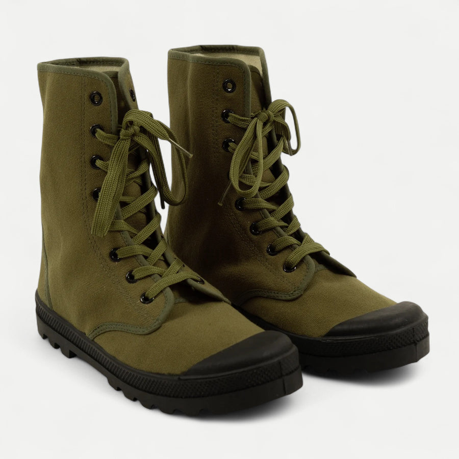 OLIVE GREEN CANVAS FRENCH ARMY BOOTS