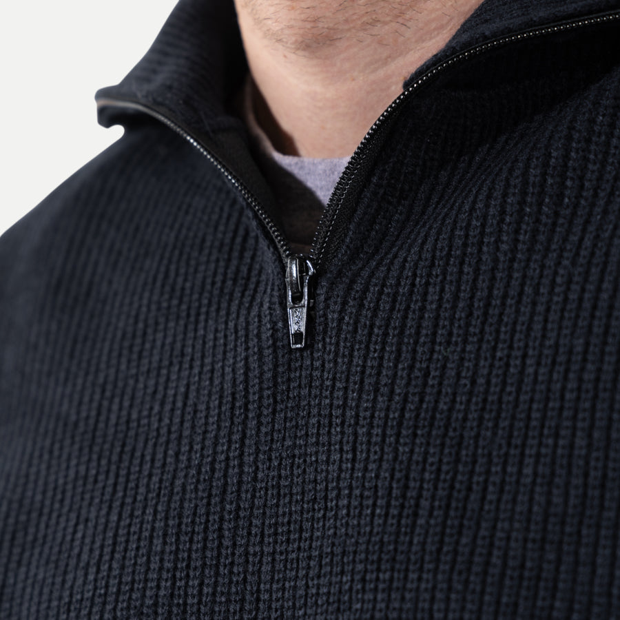 FRENCH ARMY ZIPPED SWEATER - NAVY — Universal Surplus