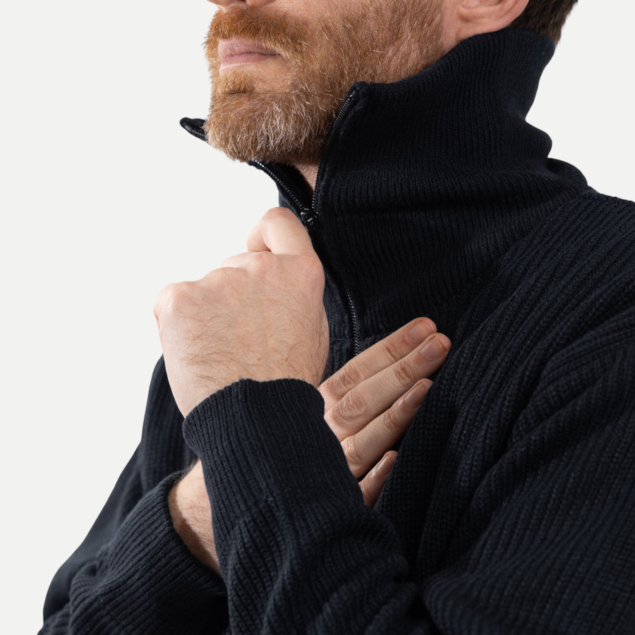 FRENCH ARMY ZIPPED SWEATER - NAVY — Universal Surplus