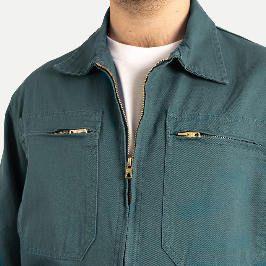 FRENCH ZIP WORK JACKET - DARK GREEN