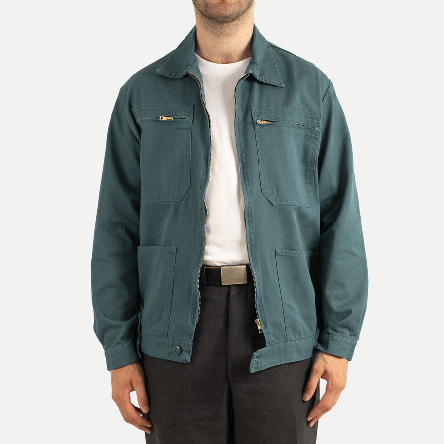 FRENCH ZIP WORK JACKET - DARK GREEN