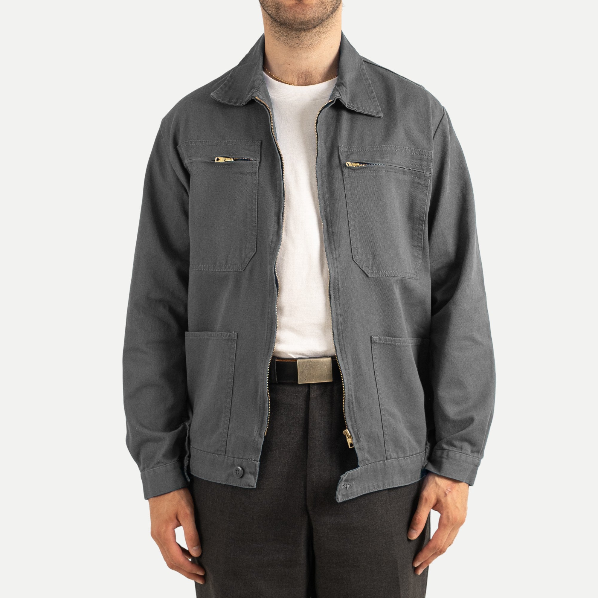FRENCH ZIP WORK JACKET - GREY — Universal Surplus