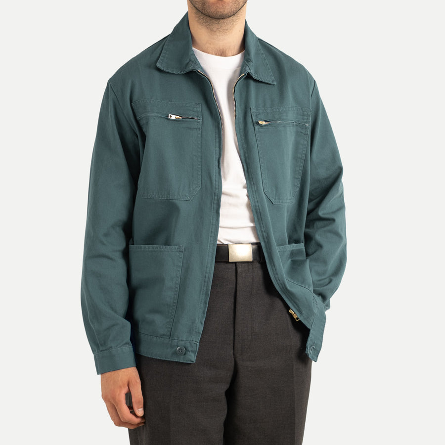 FRENCH ZIP WORK JACKET - DARK GREEN