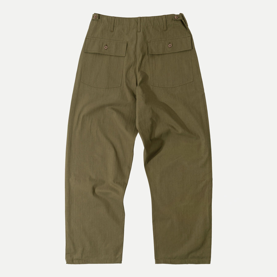 URU ウル cotton gabardine fatigue pants UNIVERSAL HBT FATIGUE PANTS - OLIVE GREEN — Universal Surplus