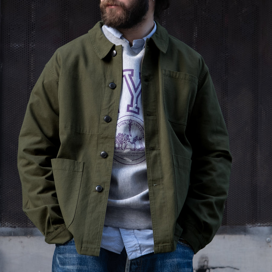 UNIVERSAL FRENCH ARMY WORK JACKET - OLIVE GREEN — Universal Surplus