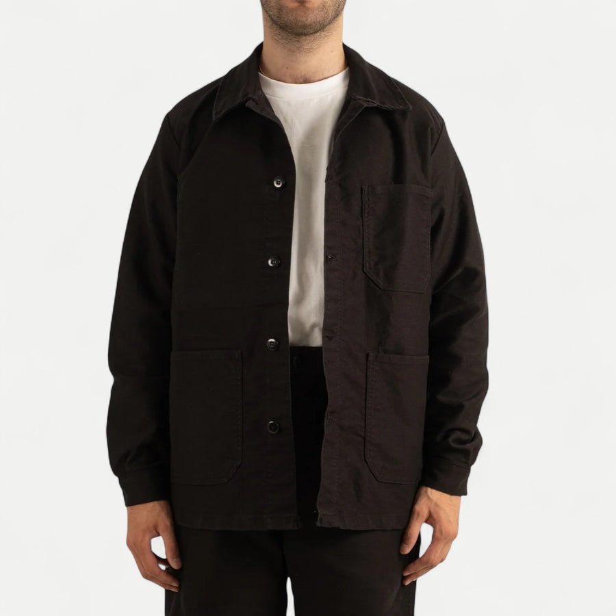 FRENCH MOLESKINE CHORE JACKET - BLACK