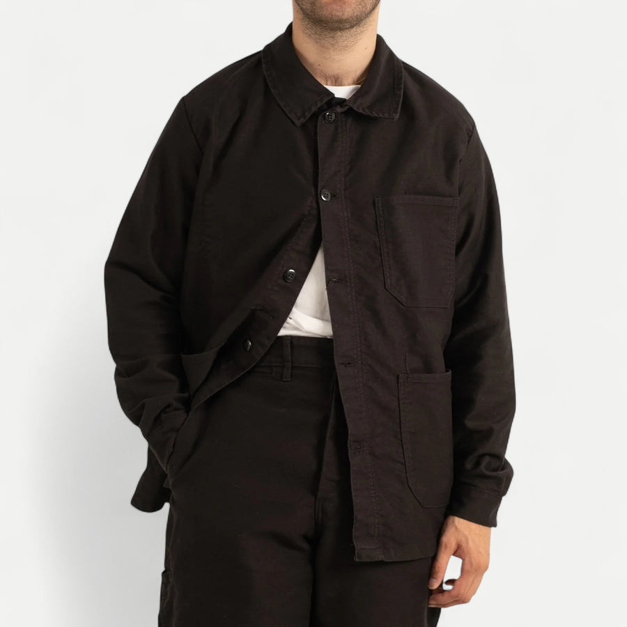 FRENCH MOLESKINE CHORE JACKET - BLACK