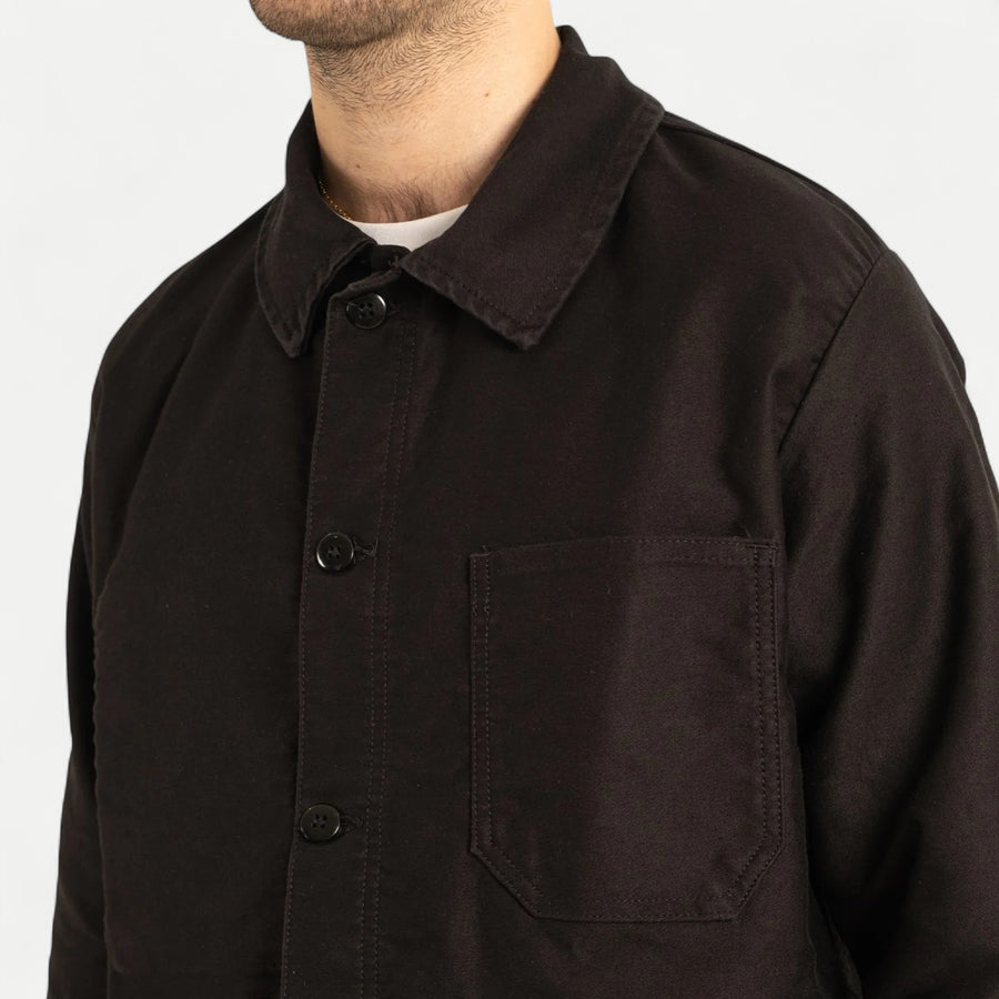 FRENCH MOLESKINE CHORE JACKET - BLACK