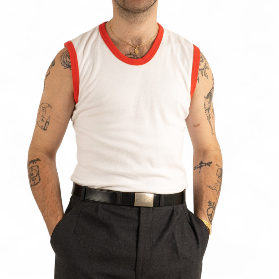BRITISH ARMY TRAINING TANK TOP - RED TRIM
