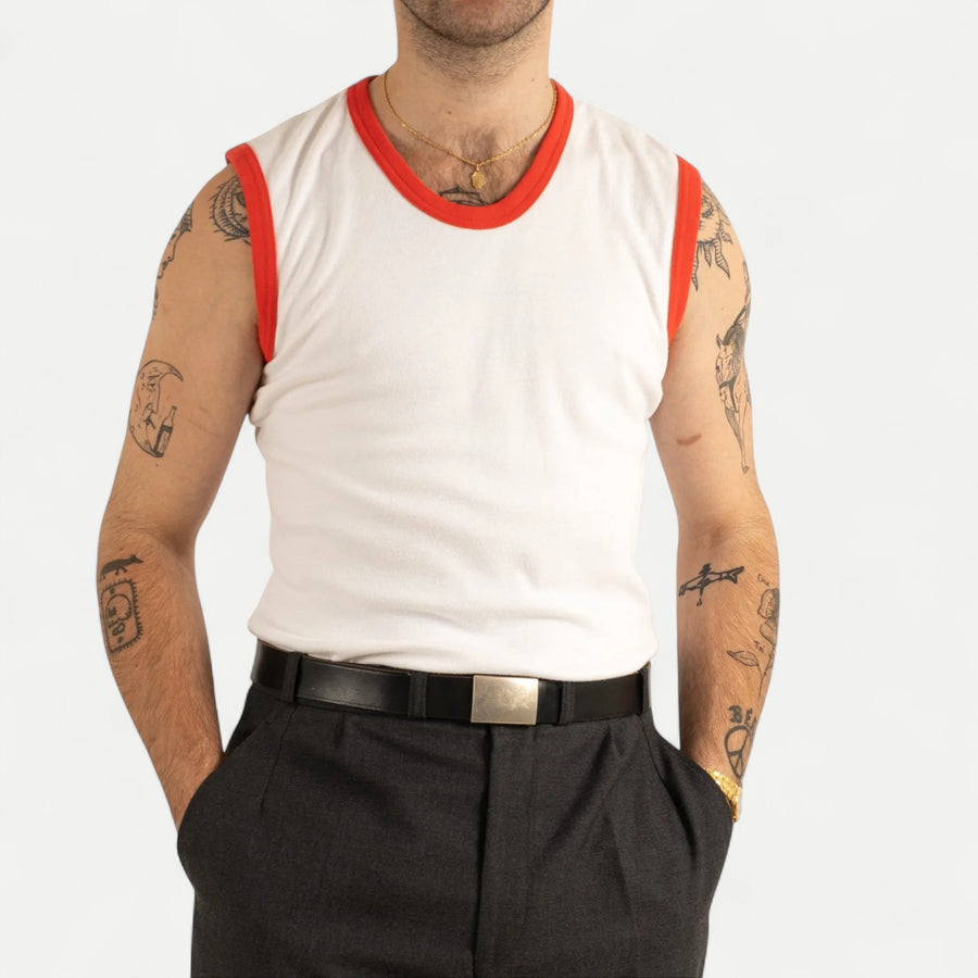 BRITISH ARMY TRAINING TANK TOP - RED TRIM
