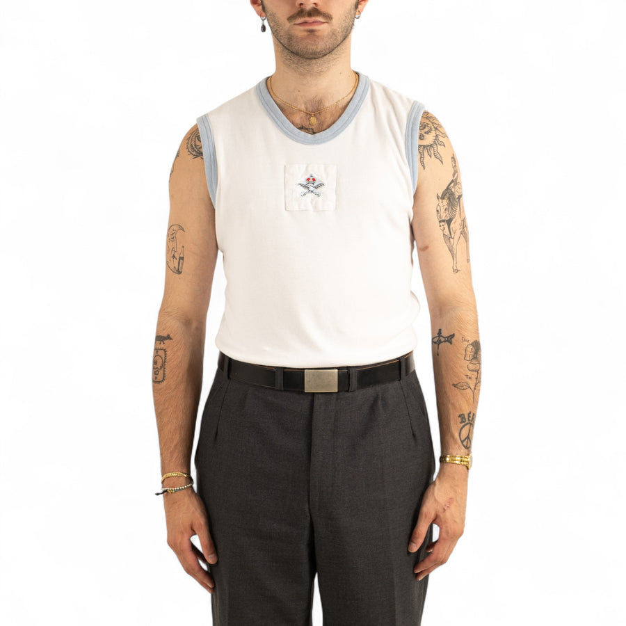 BRITISH ARMY TRAINING TANK TOP - LIGHT BLUE TRIM