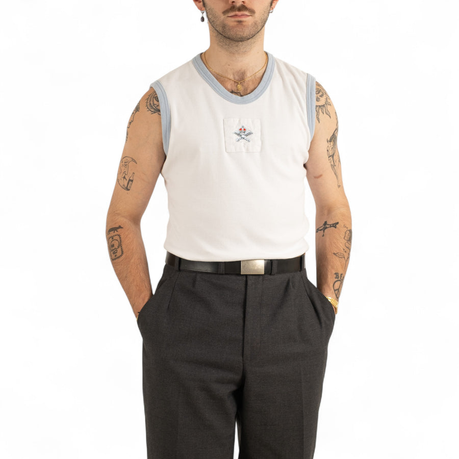 BRITISH ARMY TRAINING TANK TOP - LIGHT BLUE TRIM