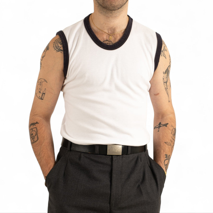 BRITISH ARMY TRAINING TANK TOP - NAVY TRIM