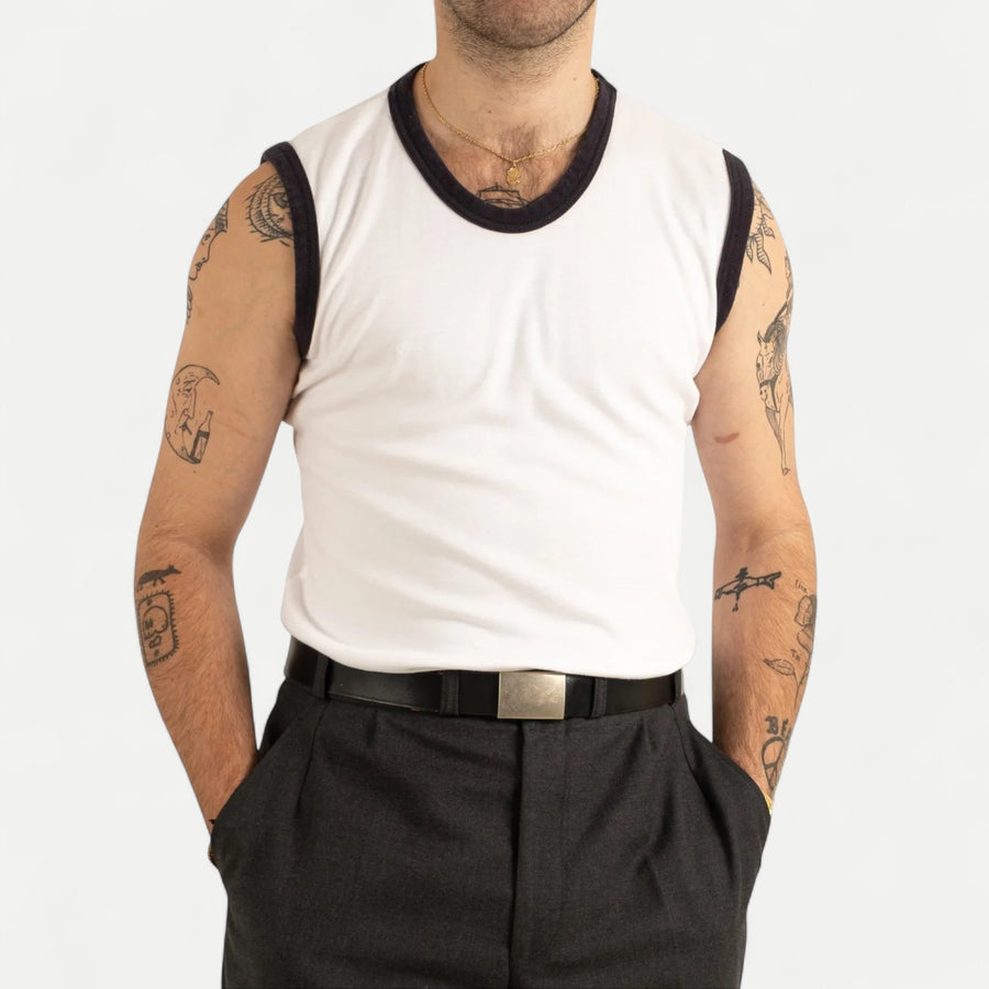 BRITISH ARMY TRAINING TANK TOP - NAVY TRIM