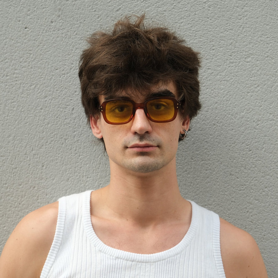 UNIVERSAL BROWN ARMY SUNGLASSES - YELLOW