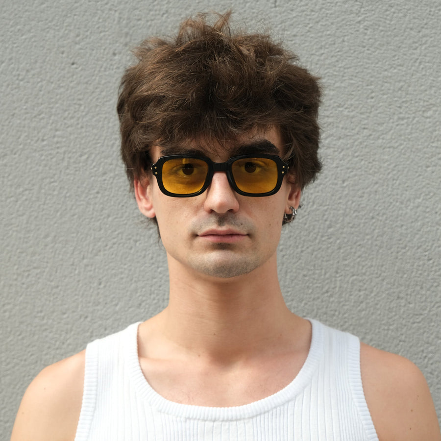 UNIVERSAL BLACK ARMY SUNGLASSES - YELLOW