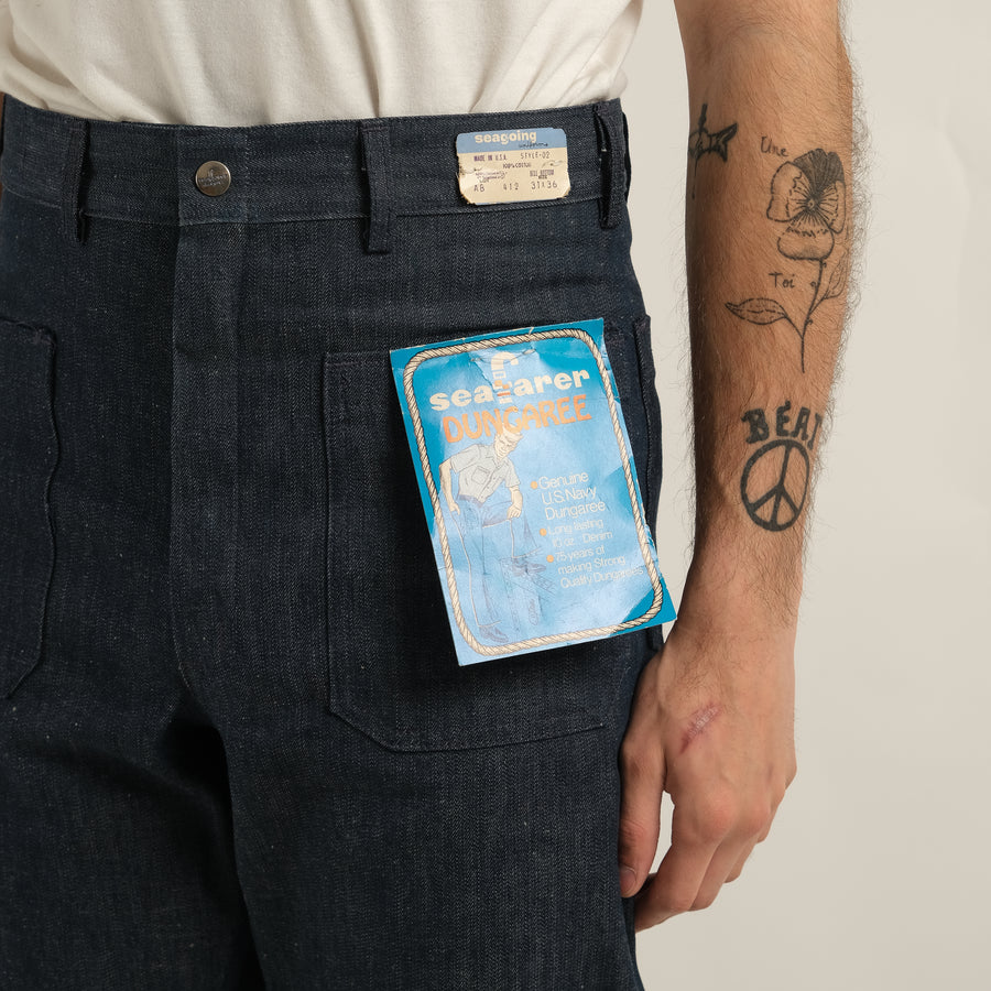 70S USN DEADSTOCK SEAFARER DENIM FLARE PANTS