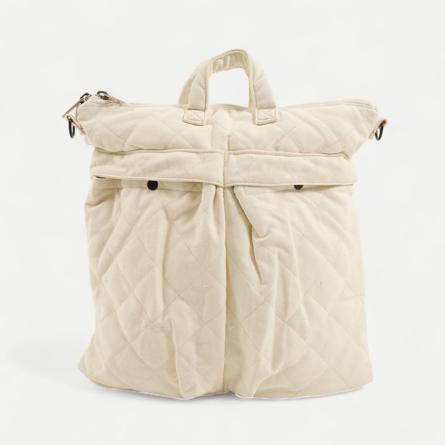 CREAM QUILTED HELMET BAG