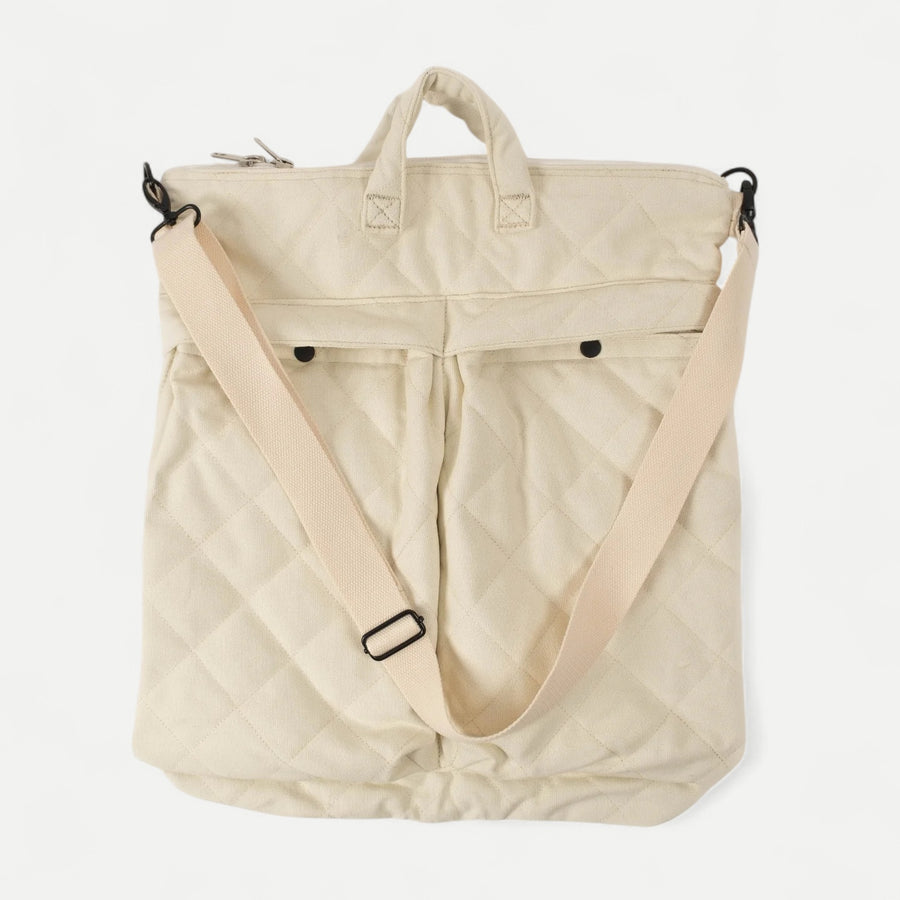 CREAM QUILTED HELMET BAG