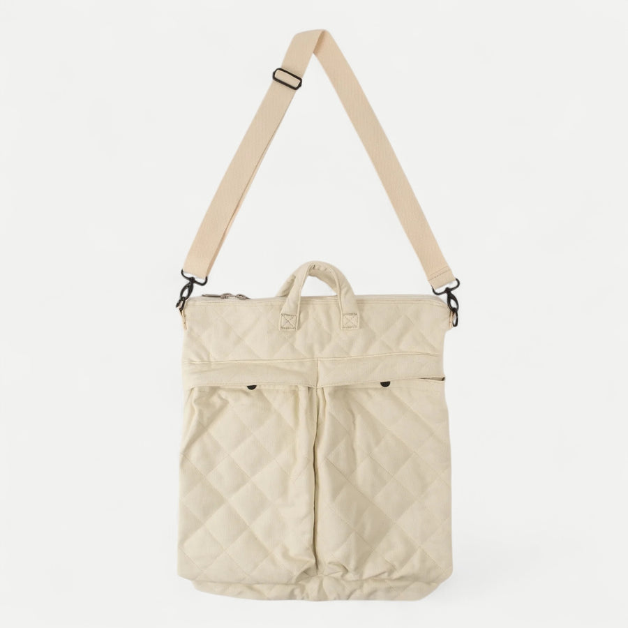 CREAM QUILTED HELMET BAG