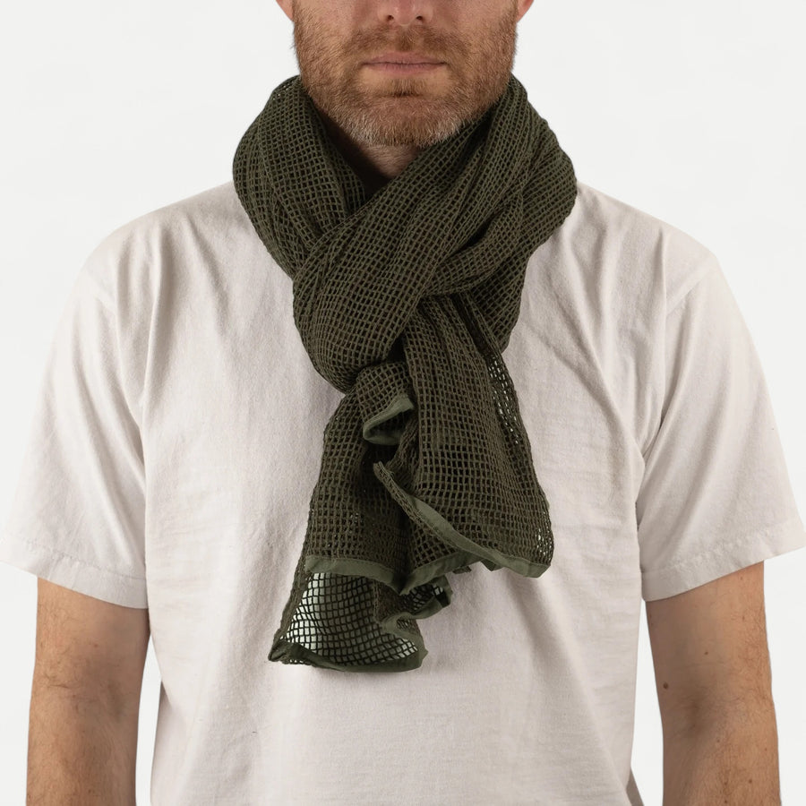 FRENCH MESH SCARF - OLIVE GREEN