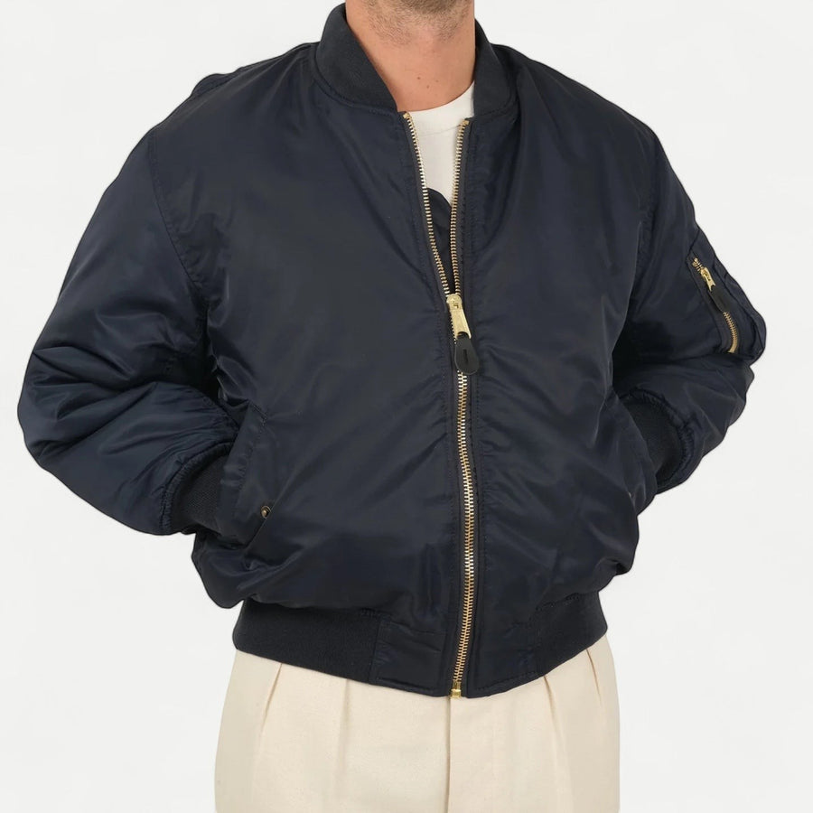 MA1 flight bomber jacket USA 短丈 IDEALジップ USA BOMBER MA-1 - NAVY — Universal Surplus