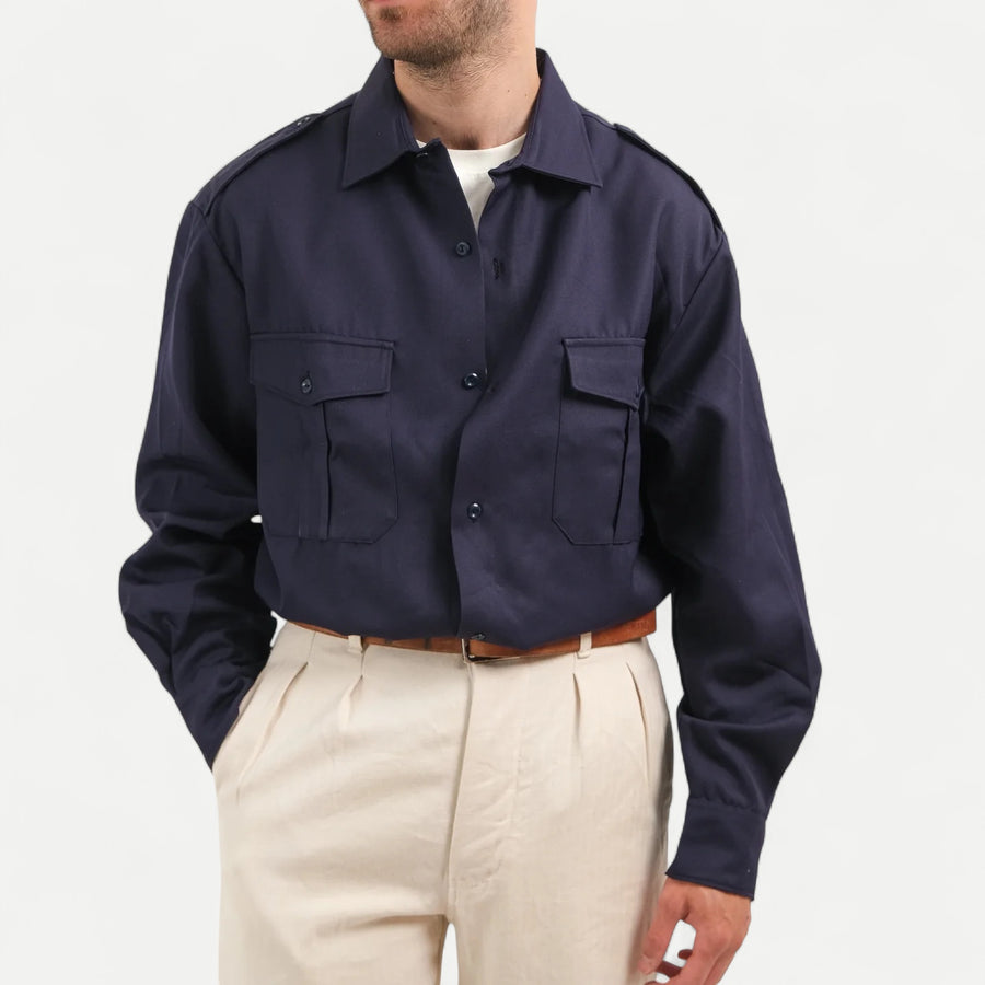 NAVY FRENCH MILITARY SHIRT