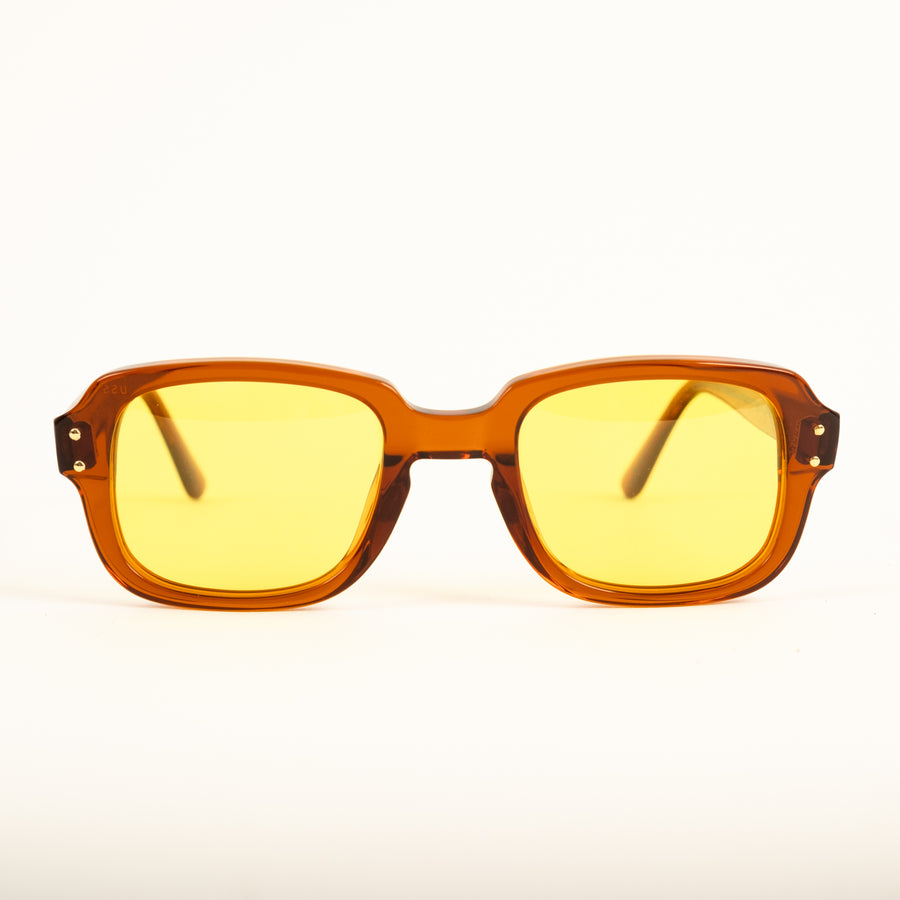 UNIVERSAL BROWN ARMY SUNGLASSES - YELLOW