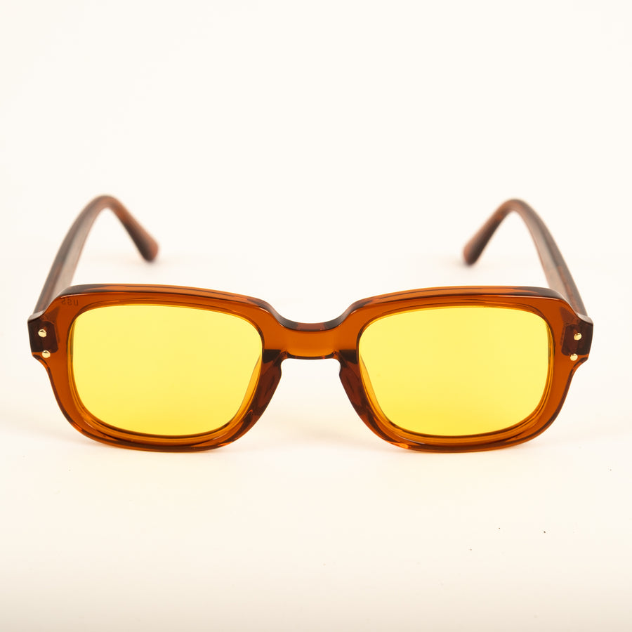 UNIVERSAL BROWN ARMY SUNGLASSES - YELLOW