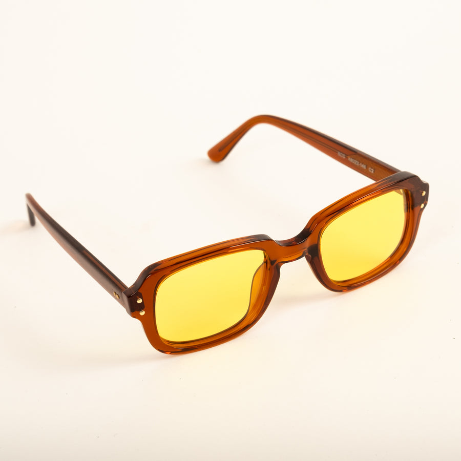 UNIVERSAL BROWN ARMY SUNGLASSES - YELLOW