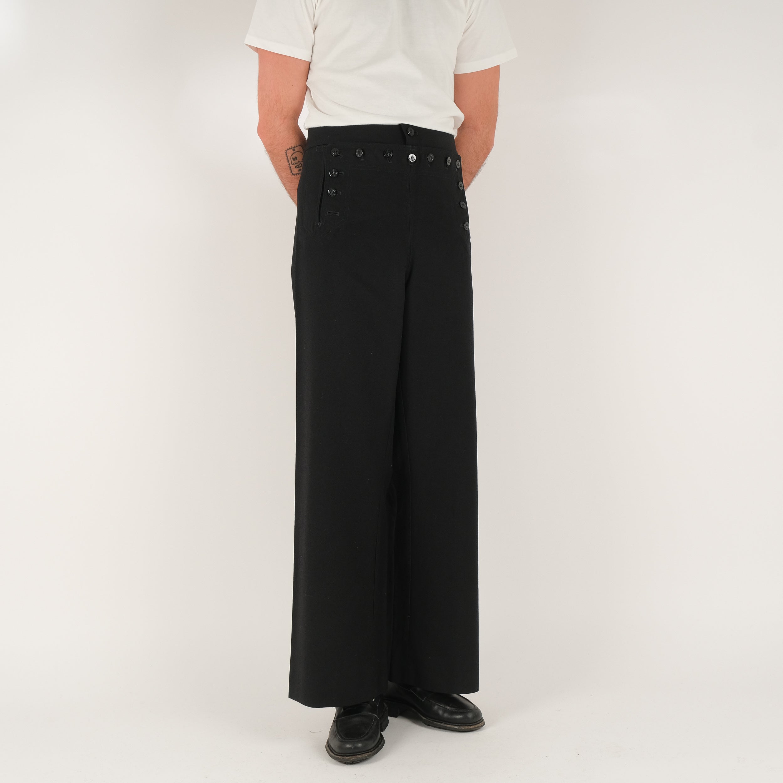 Lemaire Garment Dyed Denim Sailor Pants - Saltpeter | Garmentory